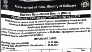 RRB JE Recruitment 2024